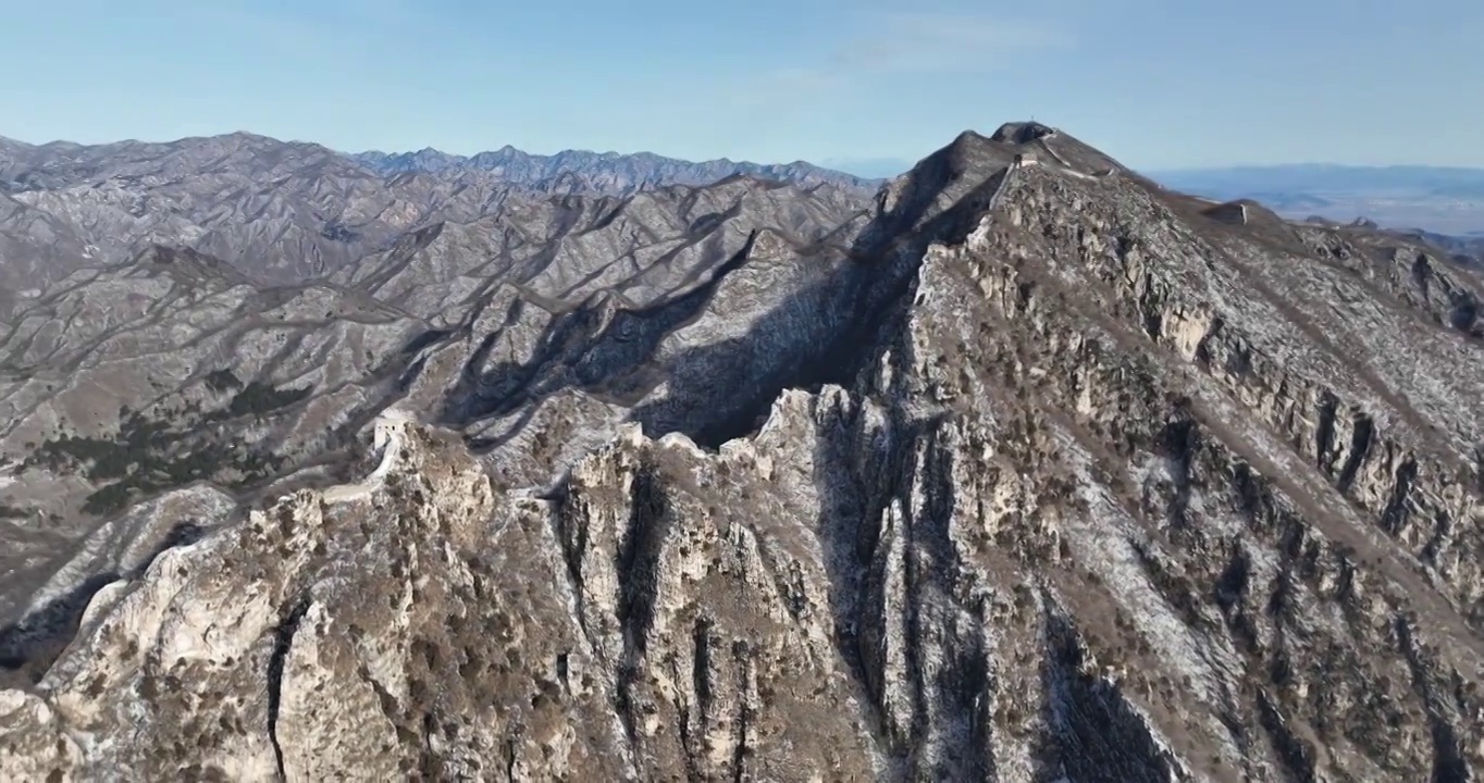 北京怀柔区箭扣长城雪景航拍视频素材