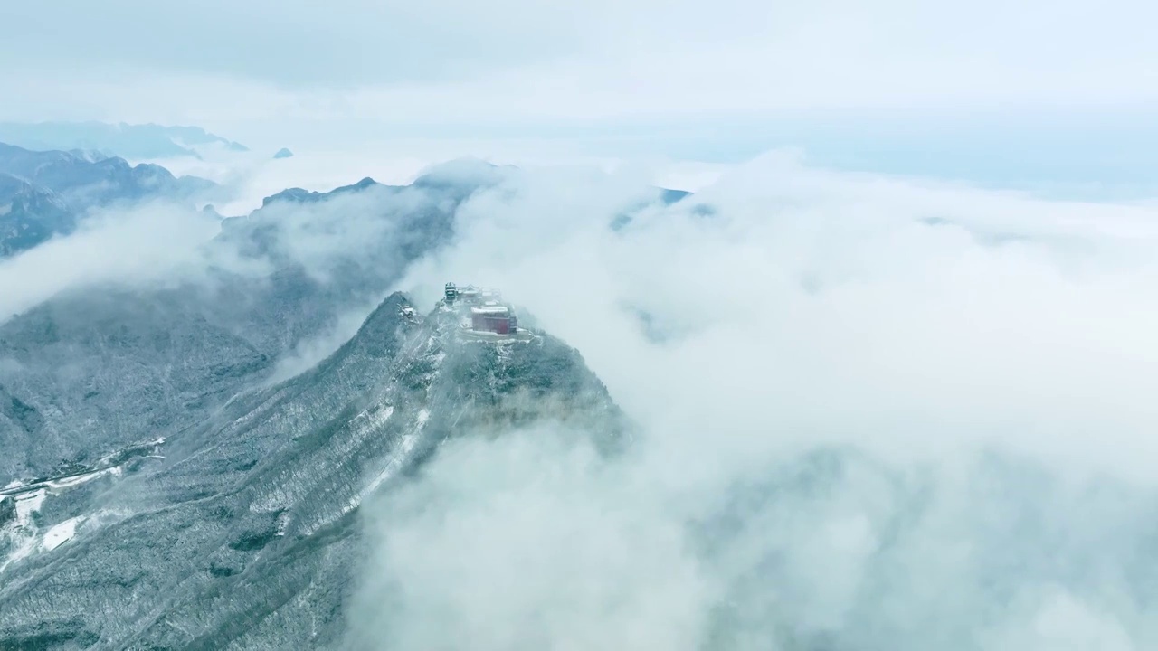 航拍焦作云台山雪后云海宛如仙境视频素材