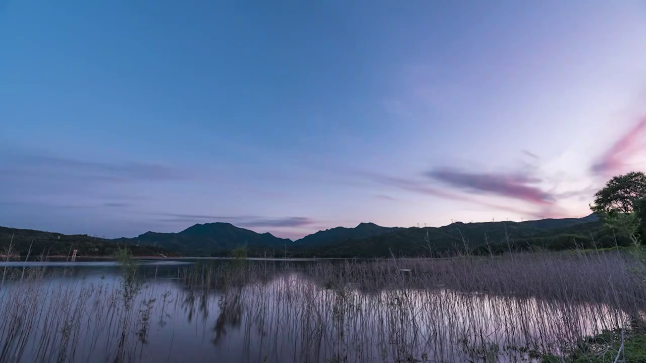 延庆白河堡水库落日延时视频素材