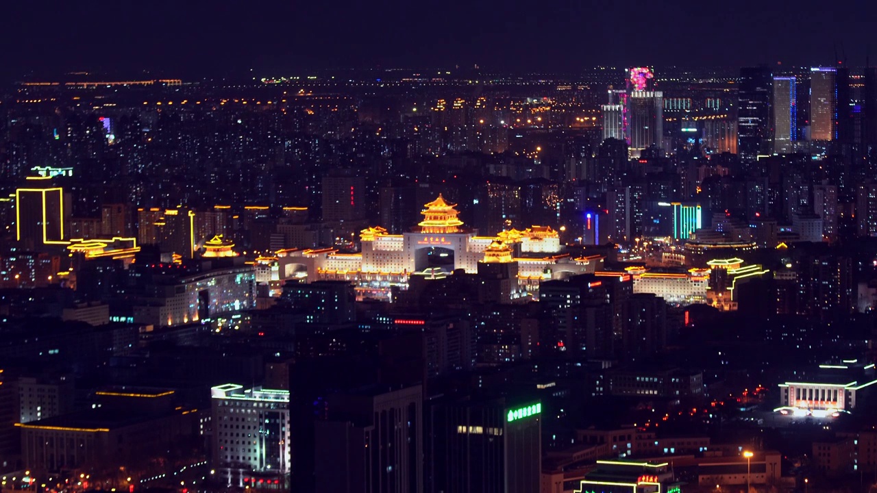 北京西站高视角夜景视频素材