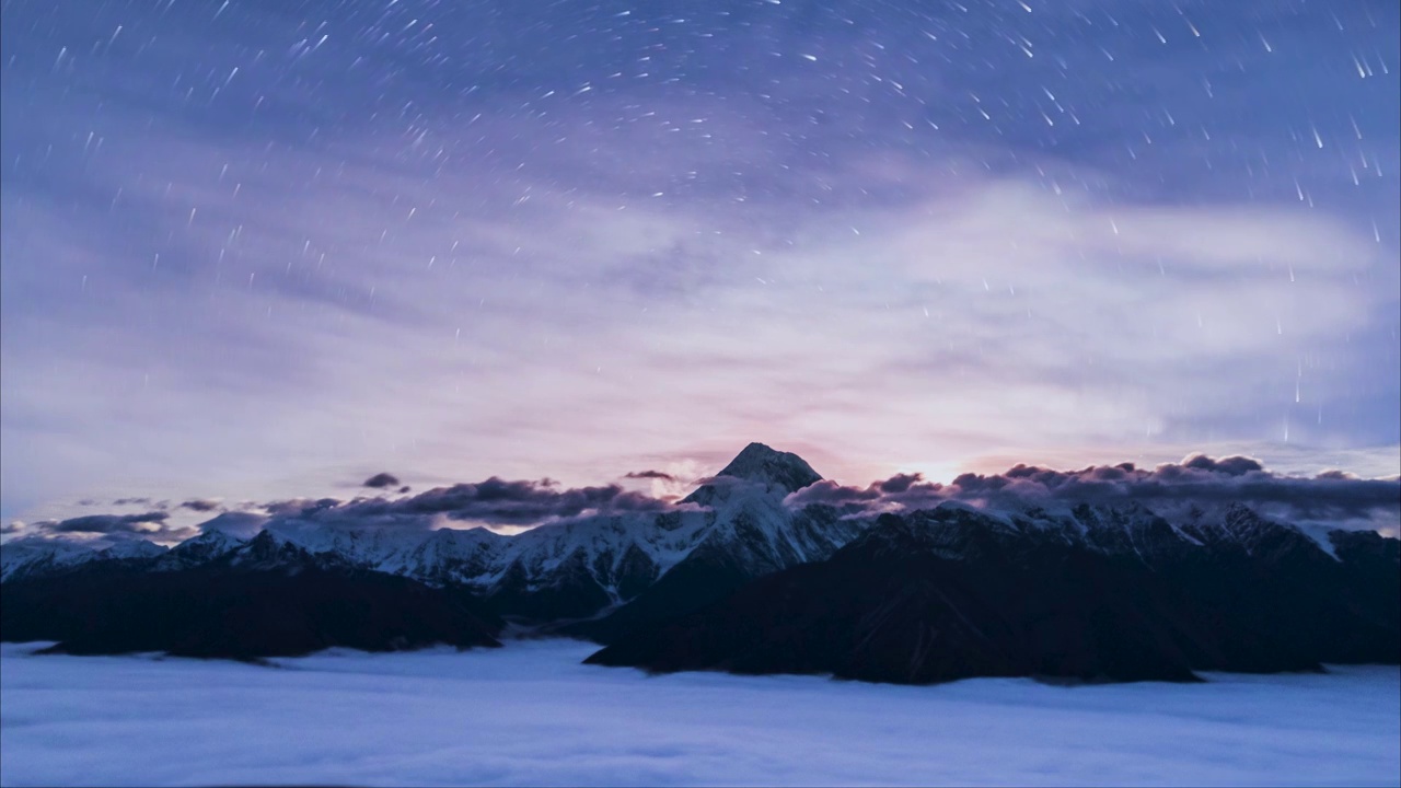 贡嘎雪山星空延时特效视频素材