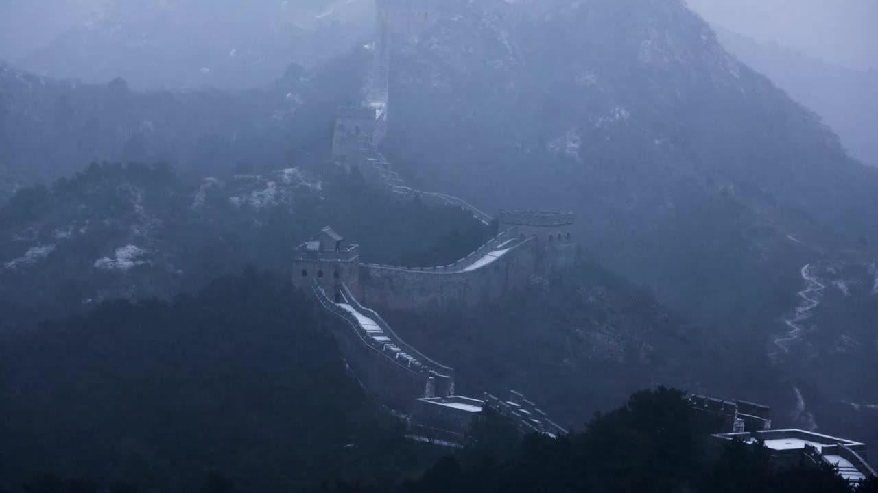 承德金山岭长城雪景视频素材