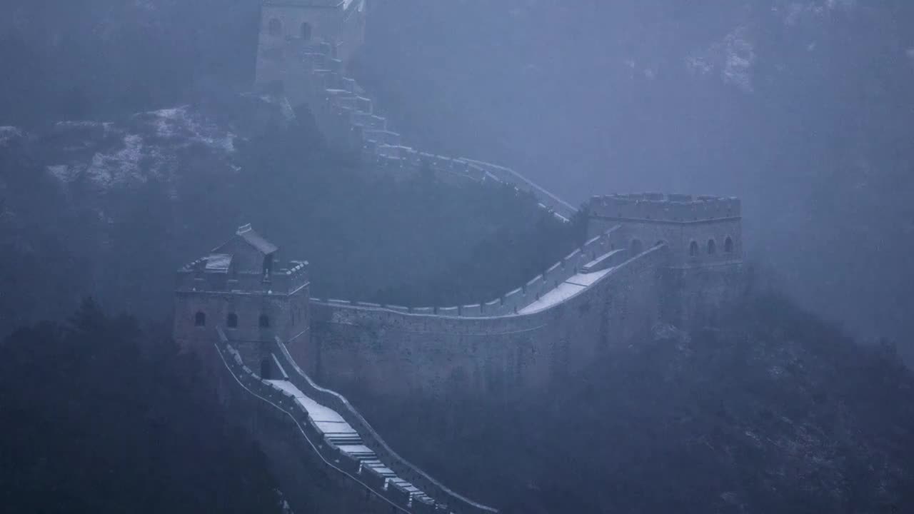 承德金山岭长城雪景视频素材