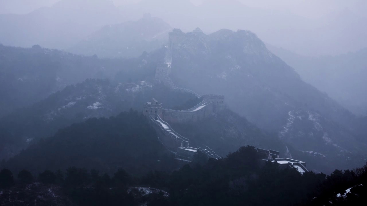 承德金山岭长城雪景视频素材