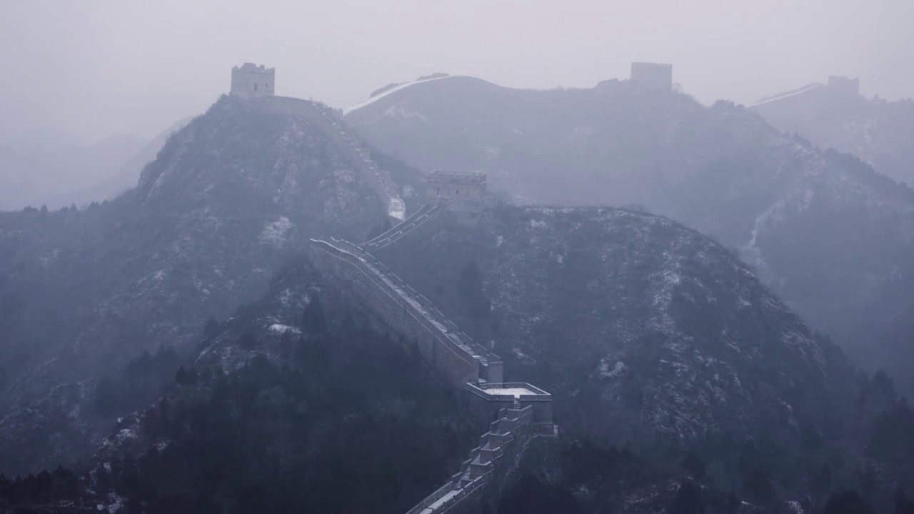 承德金山岭长城雪景视频素材