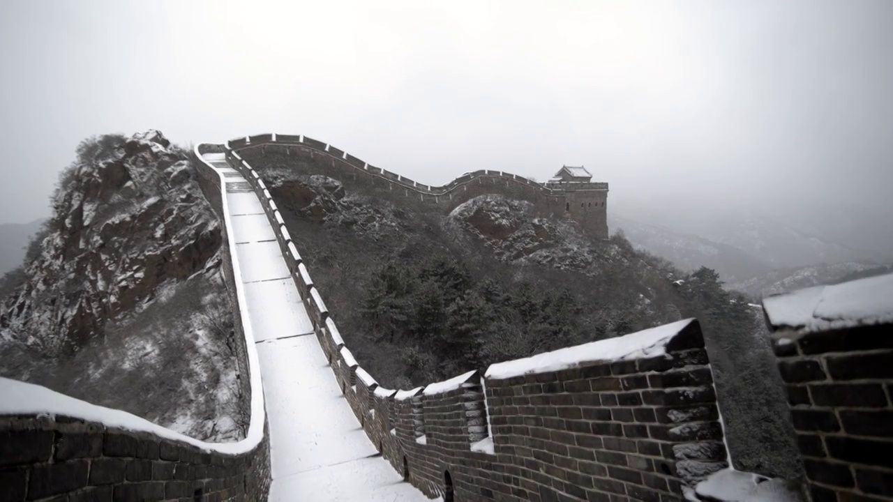 承德金山岭长城雪景视频素材