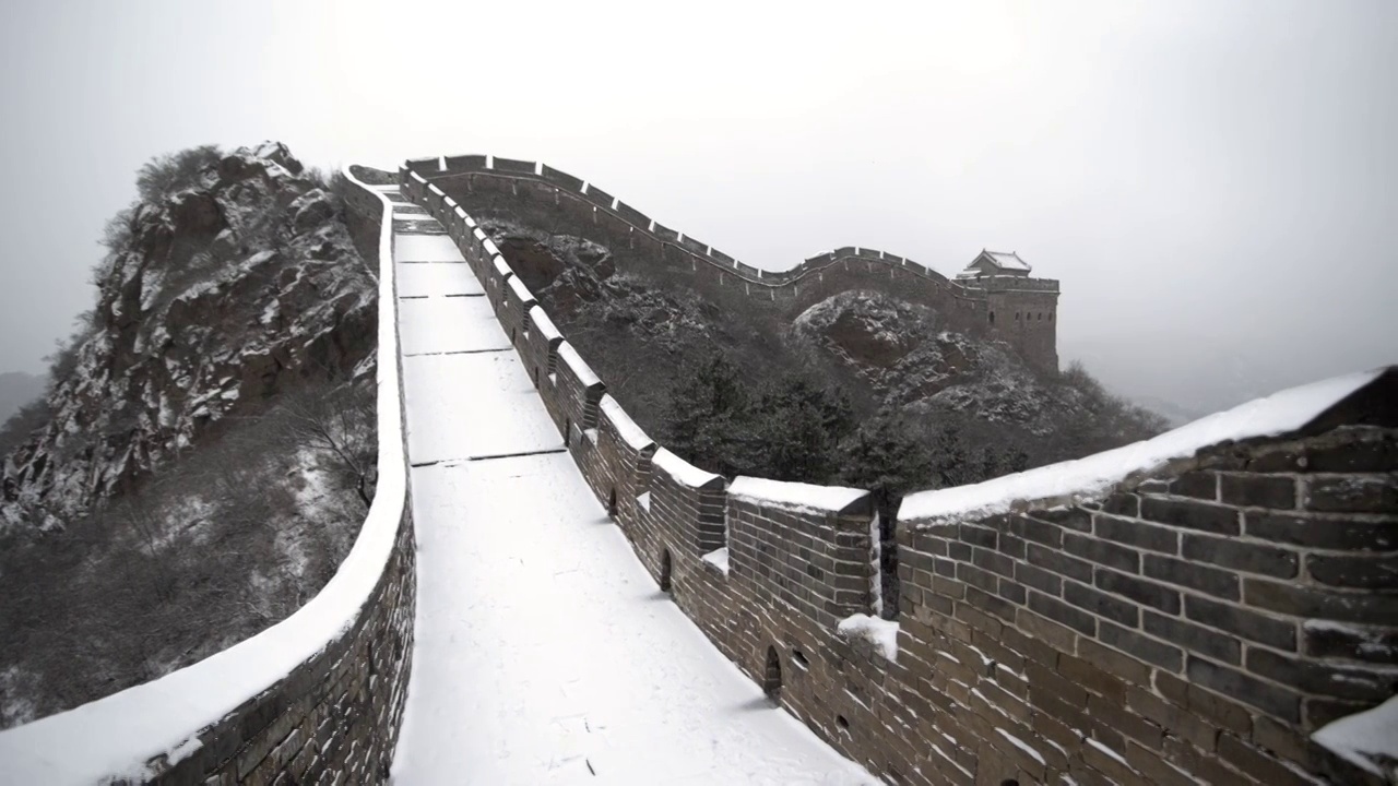 承德金山岭长城雪景视频素材