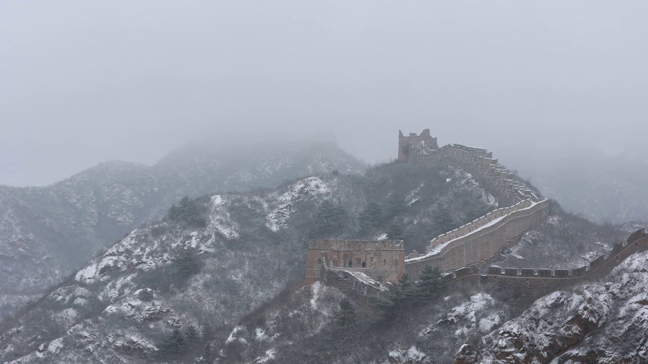 承德金山岭长城雪景视频素材