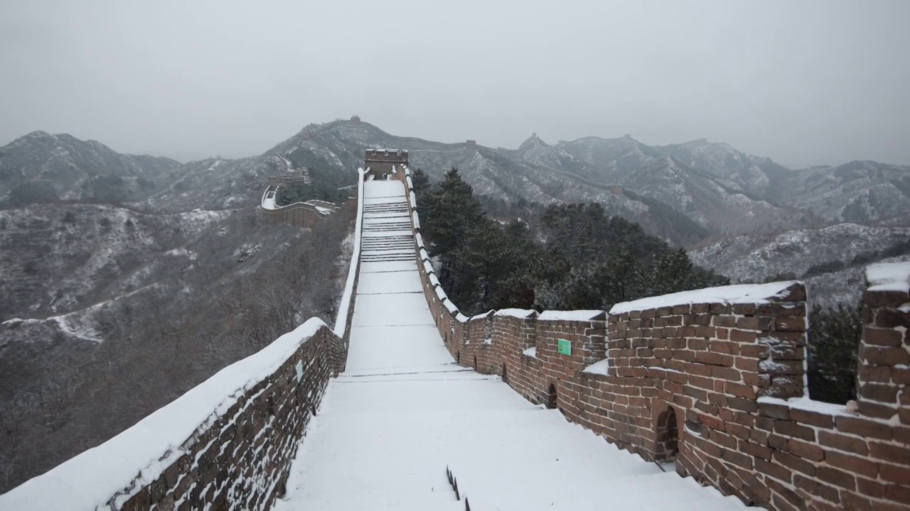 承德金山岭长城雪景视频素材