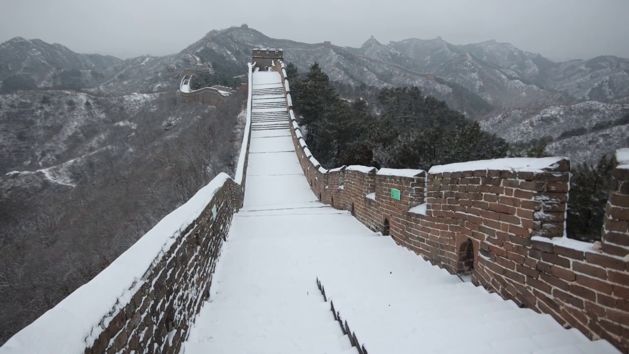 承德金山岭长城雪景视频素材