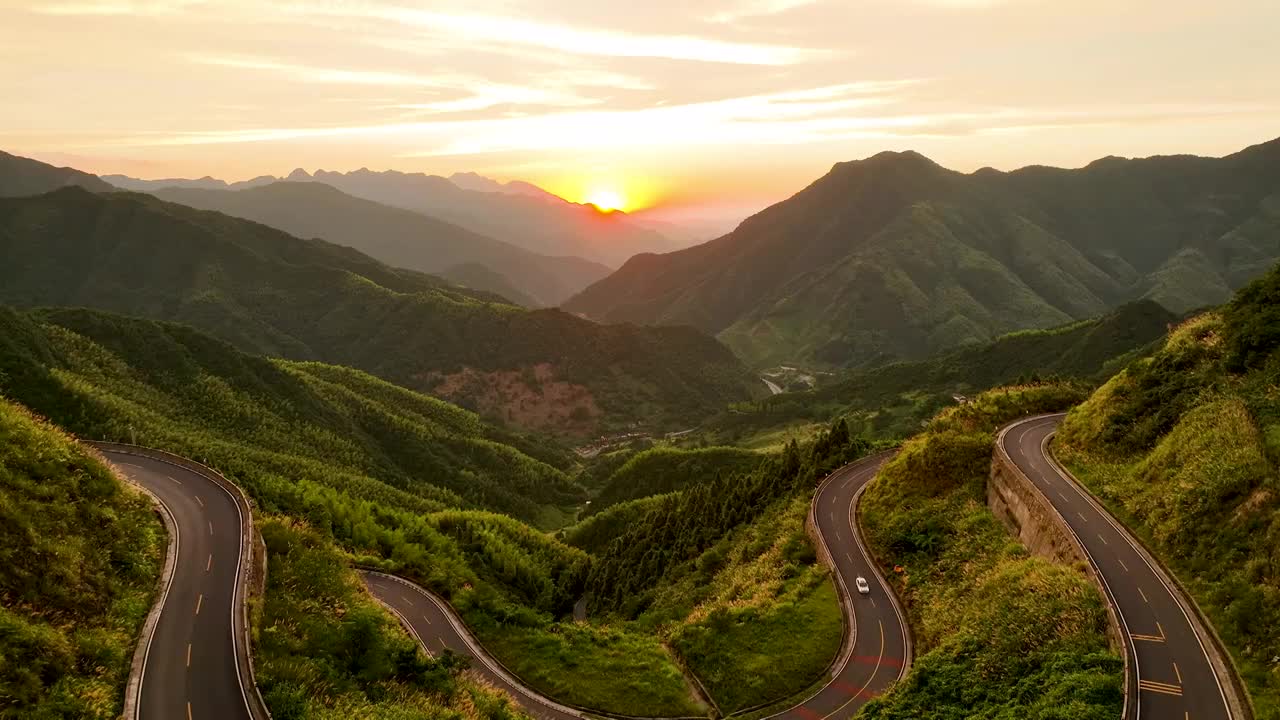 怀玉山日落火烧云晚霞视频素材