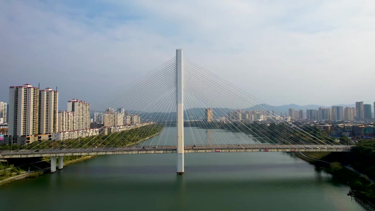 广西百色右江风光东合大桥红色旅游城市风光航拍视频素材