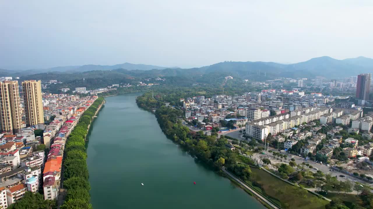 广西百色右江风光东合大桥红色旅游城市风光航拍视频素材