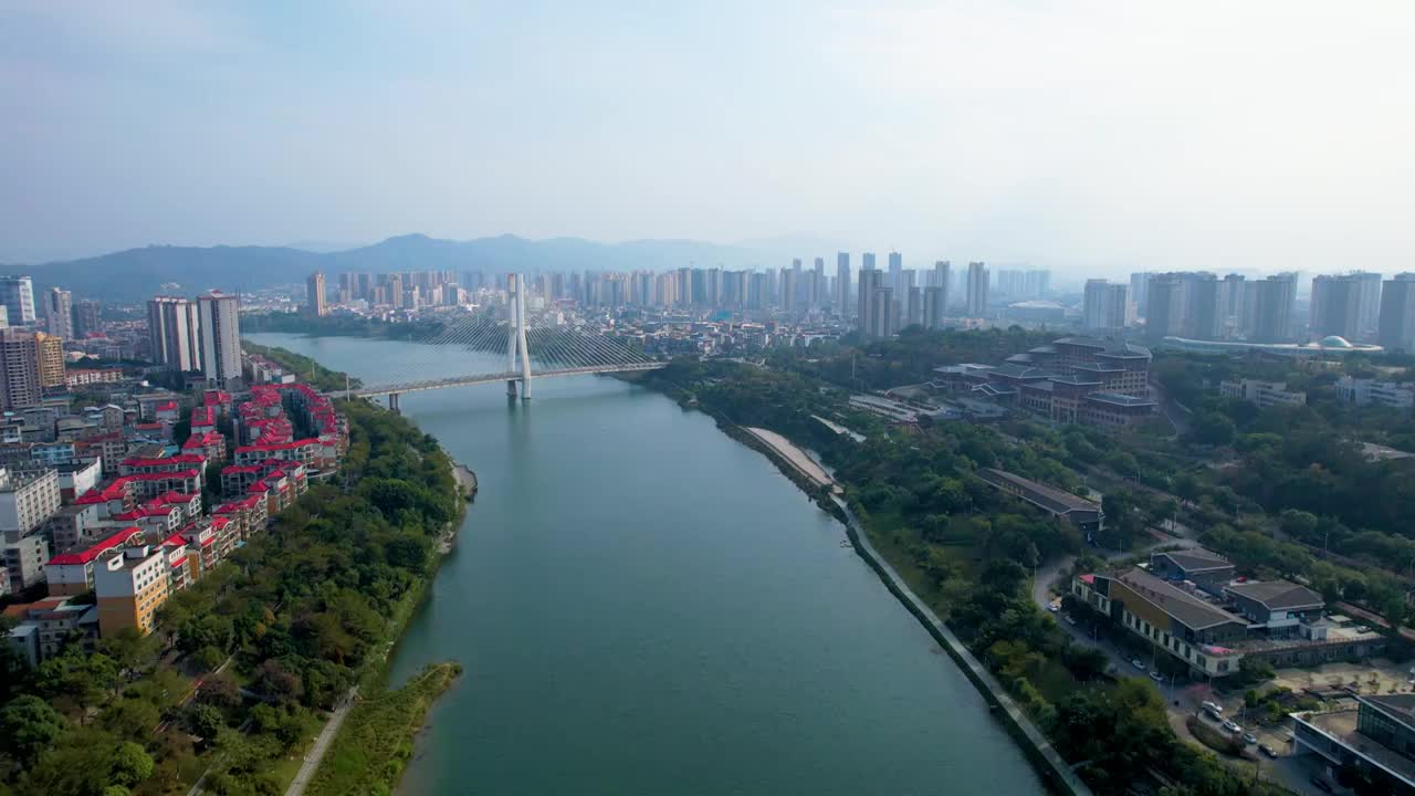 广西百色右江风光东合大桥红色旅游城市风光航拍视频素材