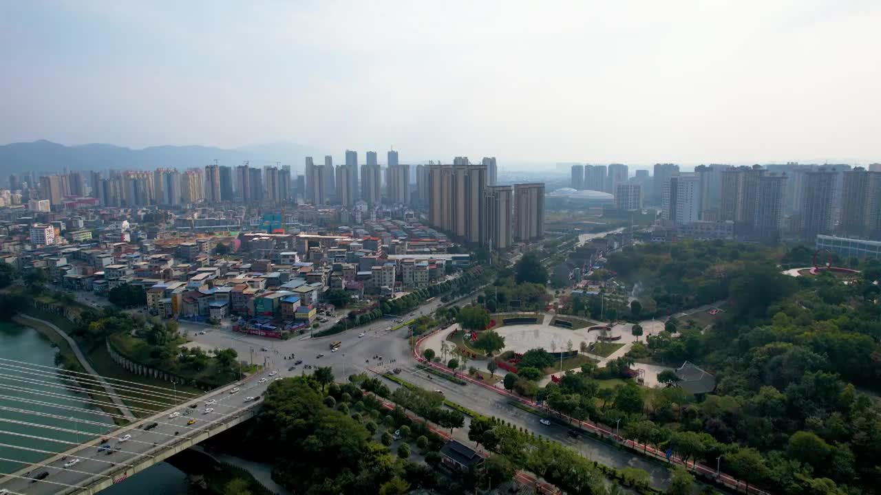 广西百色右江风光东合大桥红色旅游城市风光航拍视频素材