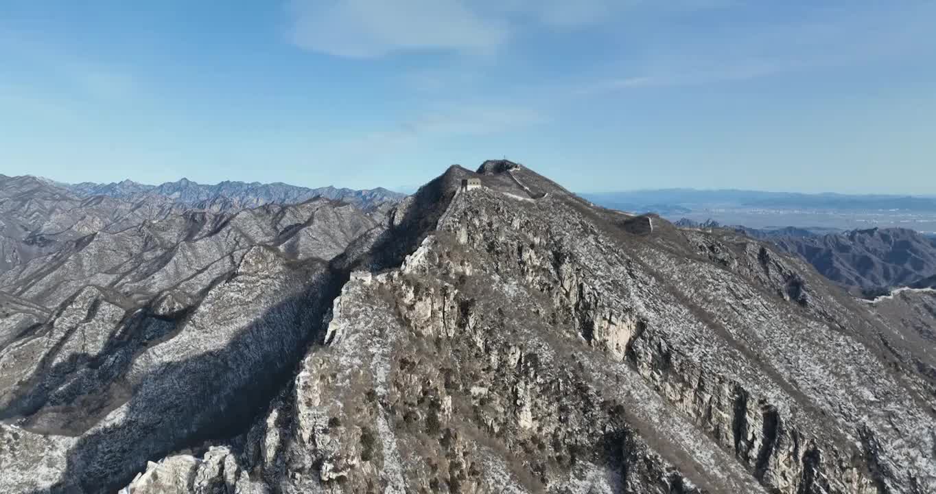 北京怀柔区箭扣长城雪景航拍视频素材