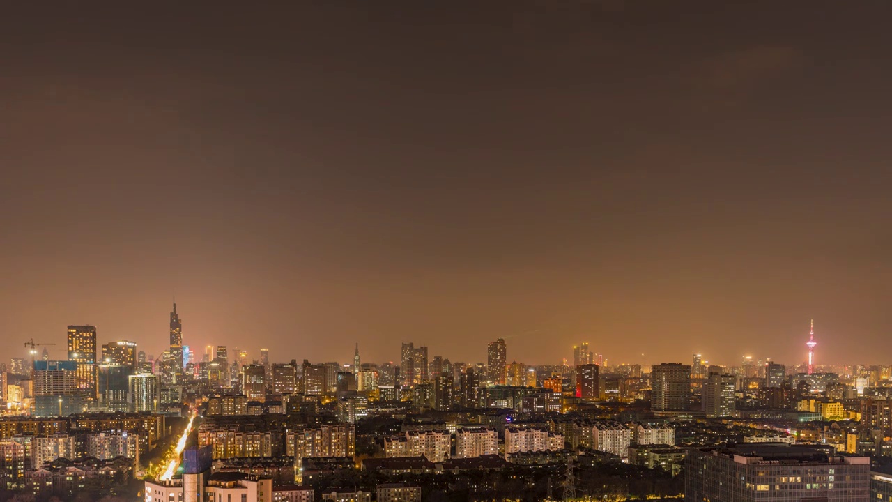 南京主城区天际线日转夜延时视频素材