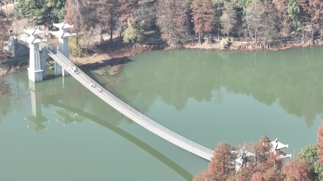 航拍湖北武汉东湖落雁风景区视频素材