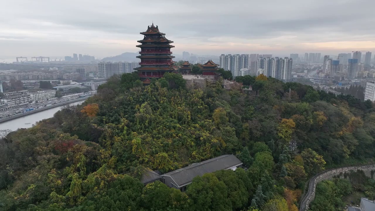 航拍南京阅江楼风景视频素材