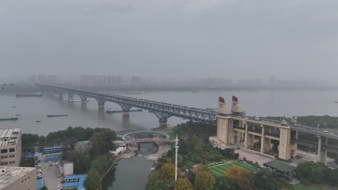 南京长江大桥景观视频素材