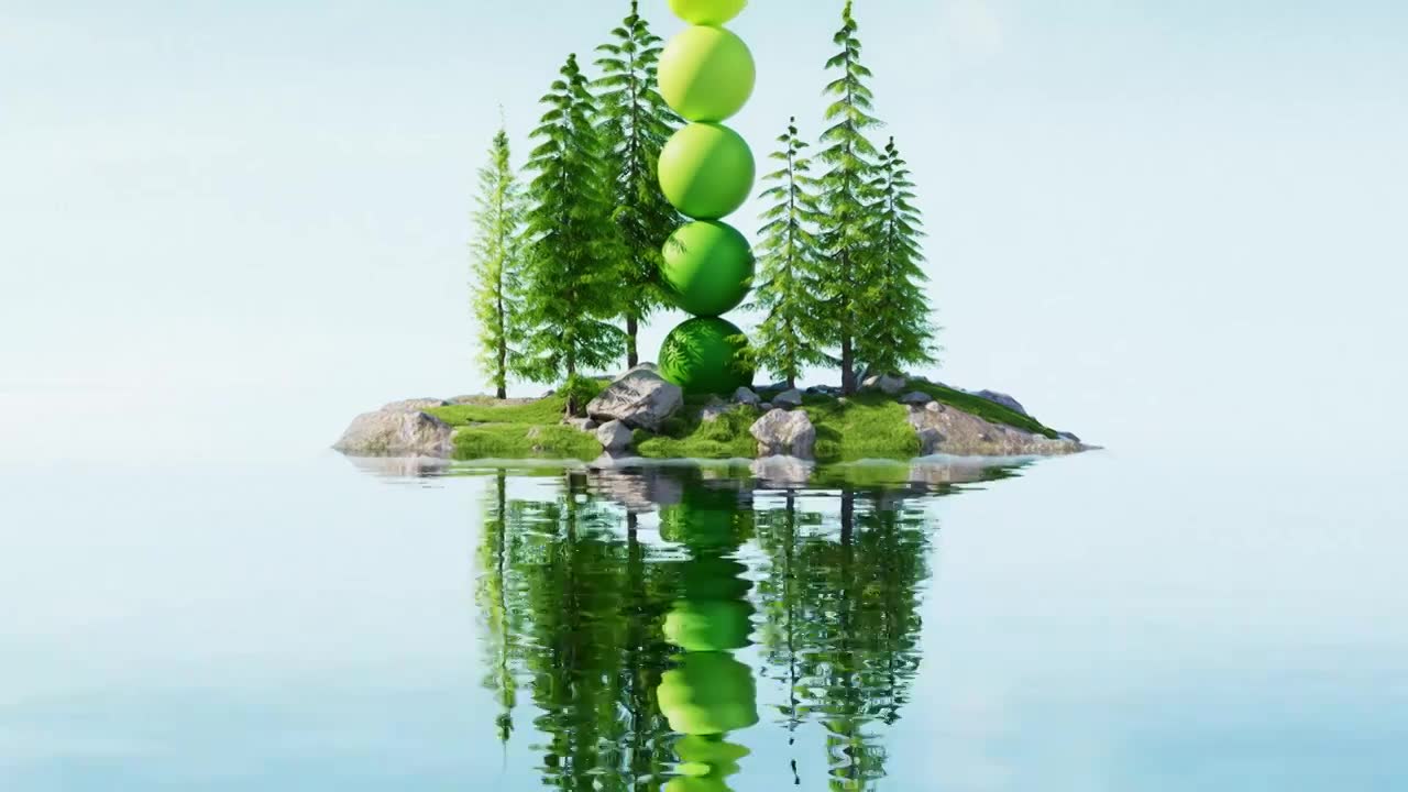 iDSTORE-三维渲染超现实主义户外自然风景电商产品展示背景数字场景视频素材画面1