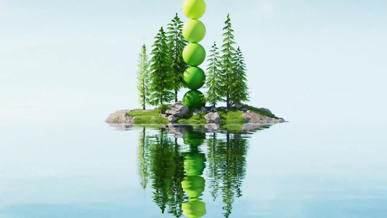 iDSTORE-三维渲染超现实主义户外自然风景电商产品展示背景数字场景视频素材画面3