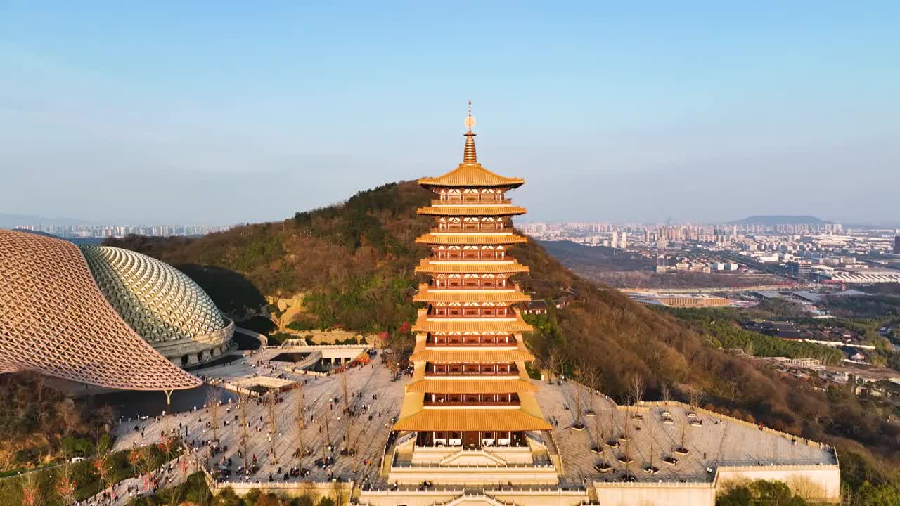 牛首山佛顶塔，江苏南京视频素材