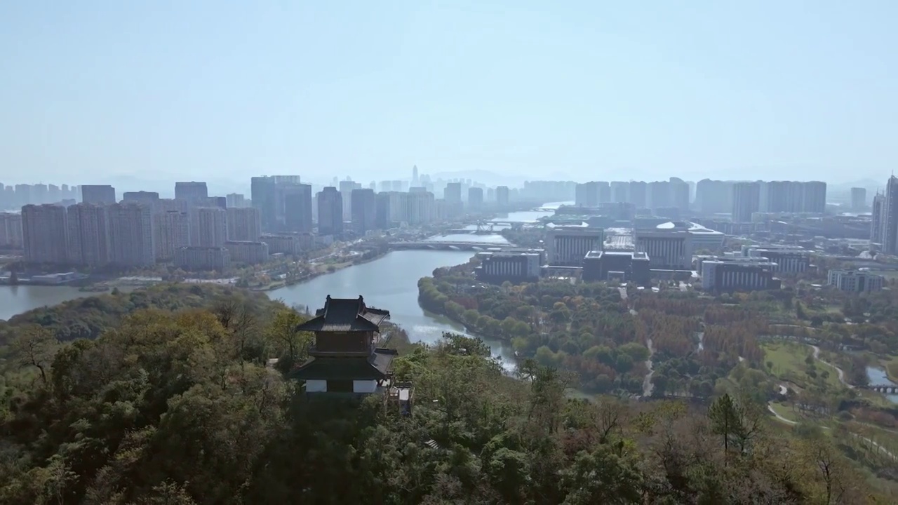 绍兴越城区镜湖全景4k60P航拍视频素材