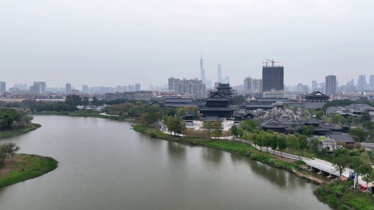 广州海珠湖公园和文化馆新馆广州市区湿地公园视频下载