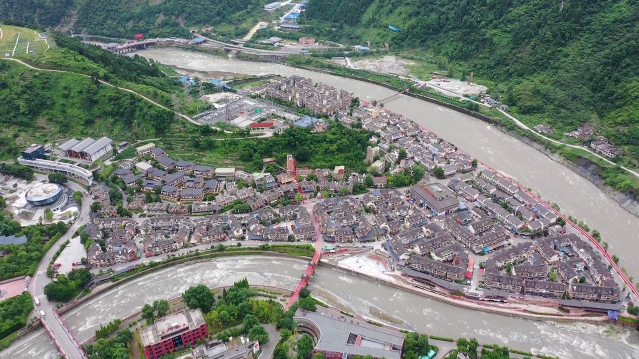 航拍汶川县城（二）视频素材