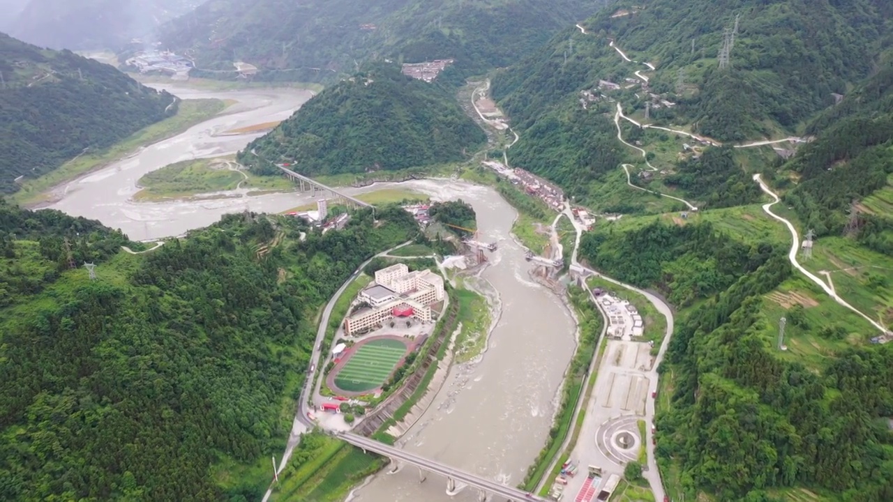 航拍汶川县城（四）视频素材