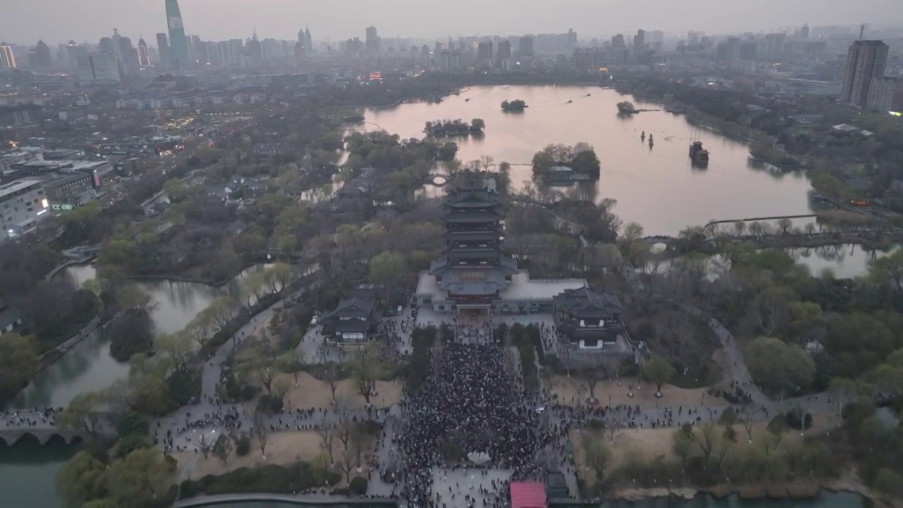 济南大明湖晚霞视频素材