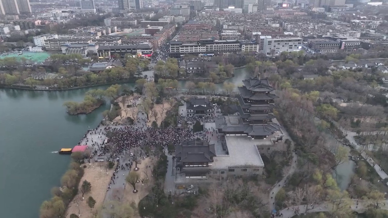 济南大明湖晚霞视频素材