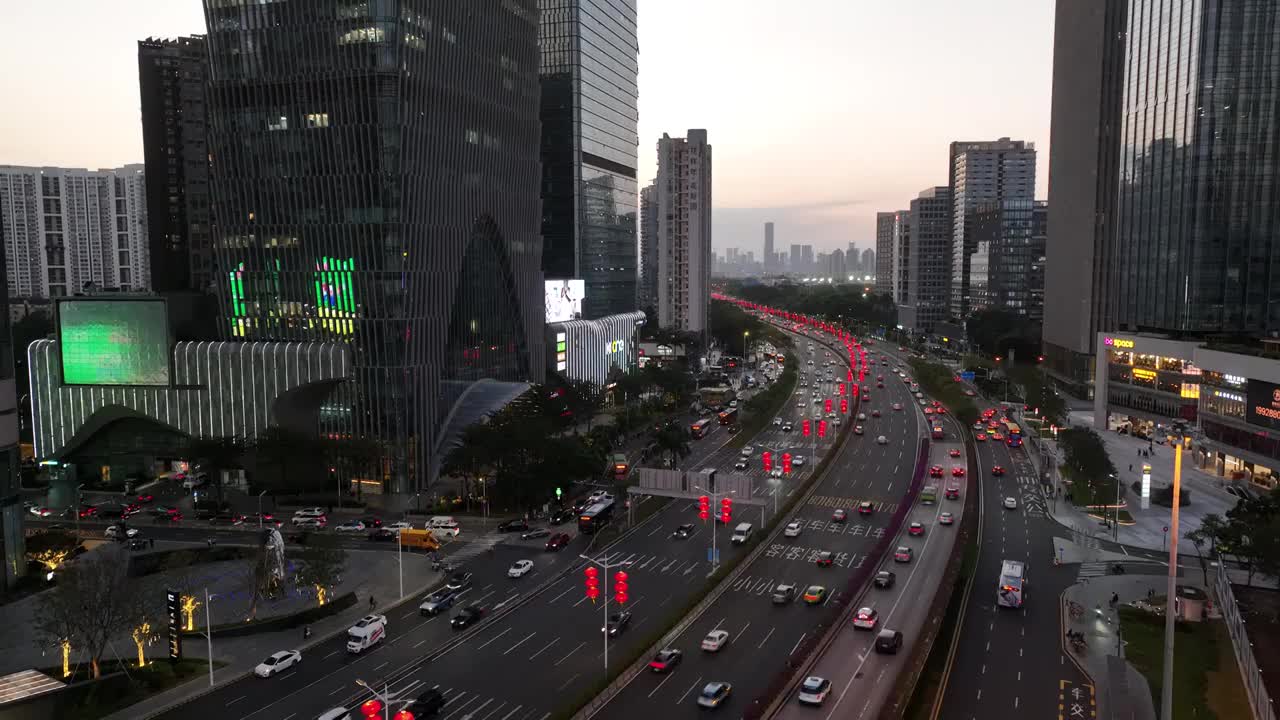 福田滨海大道福强路夜景视频素材