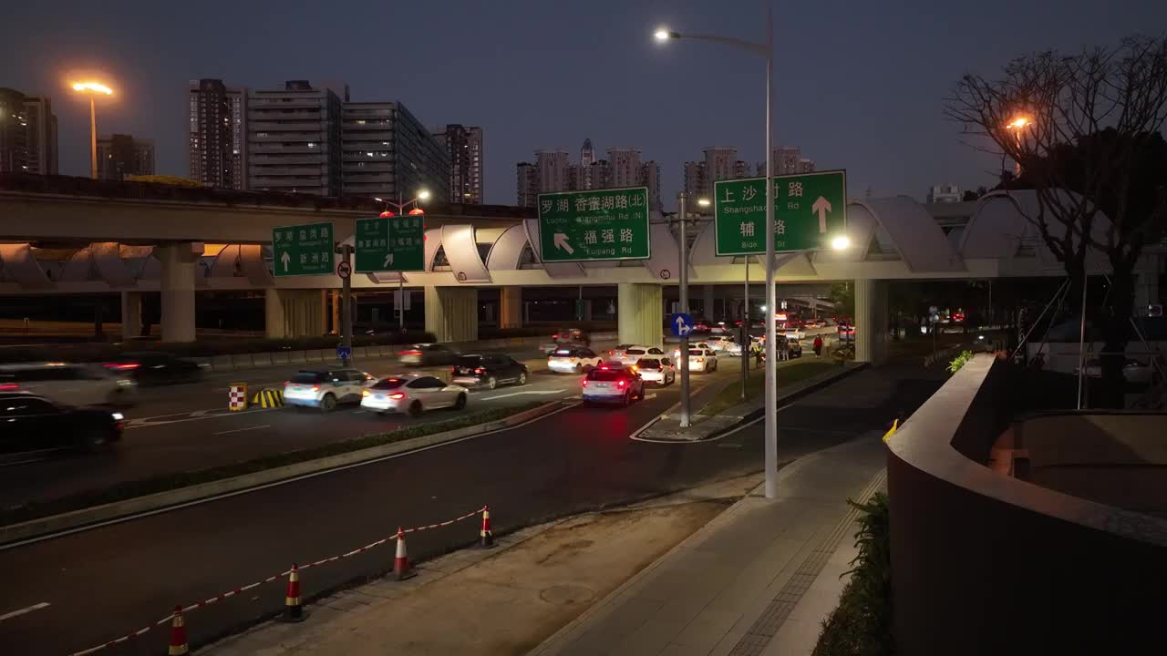 福田滨海大道福强路夜景视频素材