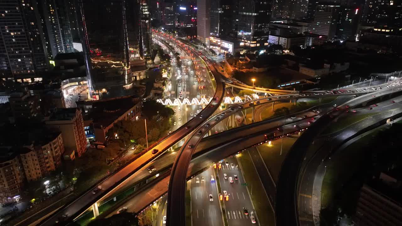 福田滨海大道福强路夜景视频素材