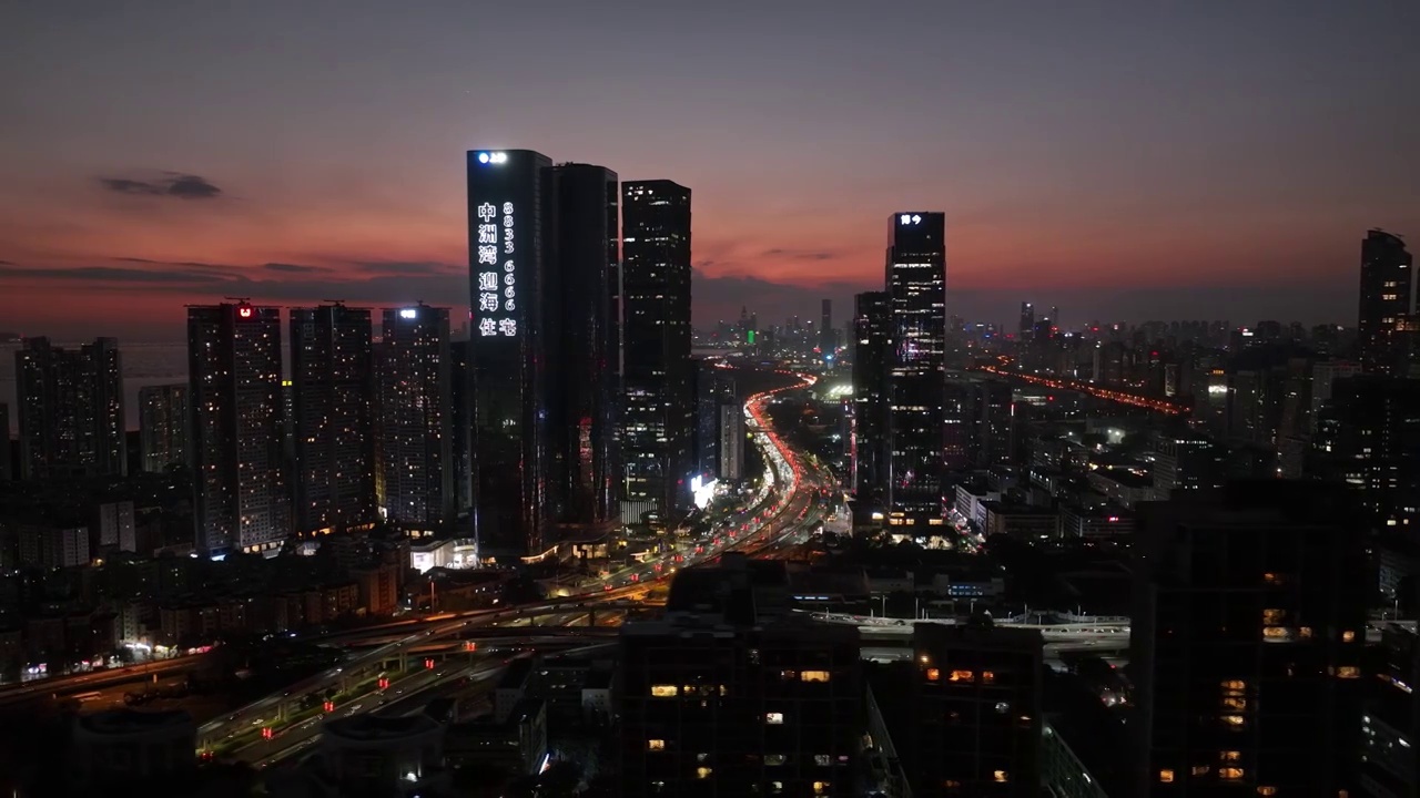 泰然路城市繁华夜景视频素材