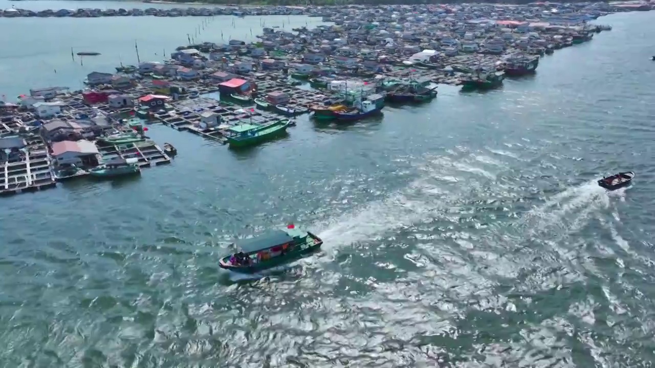 海南疍家鱼排航拍视频素材