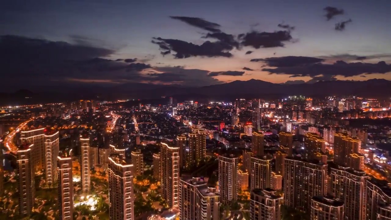 丽水城东夜景航拍延时视频素材