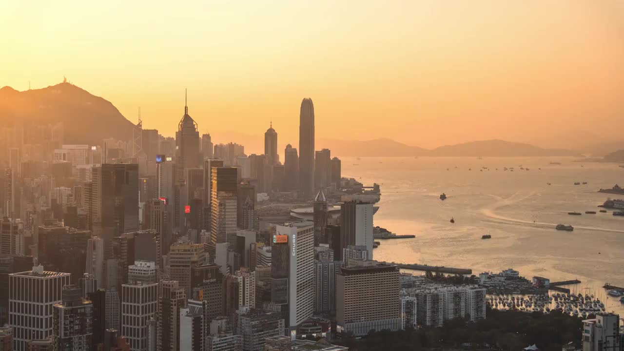 香港宝马山日落夜景光影变化视频素材