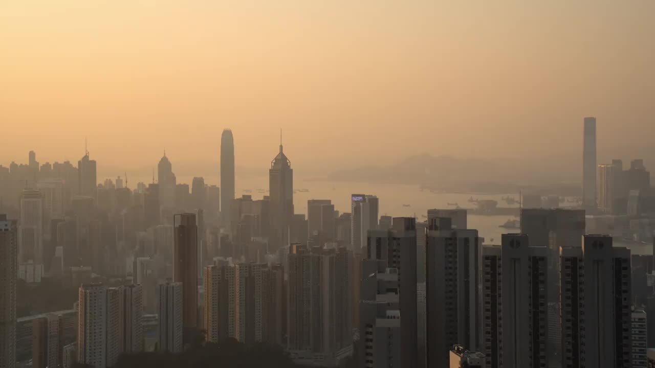 香港渣甸山日落夜景光影变化视频素材