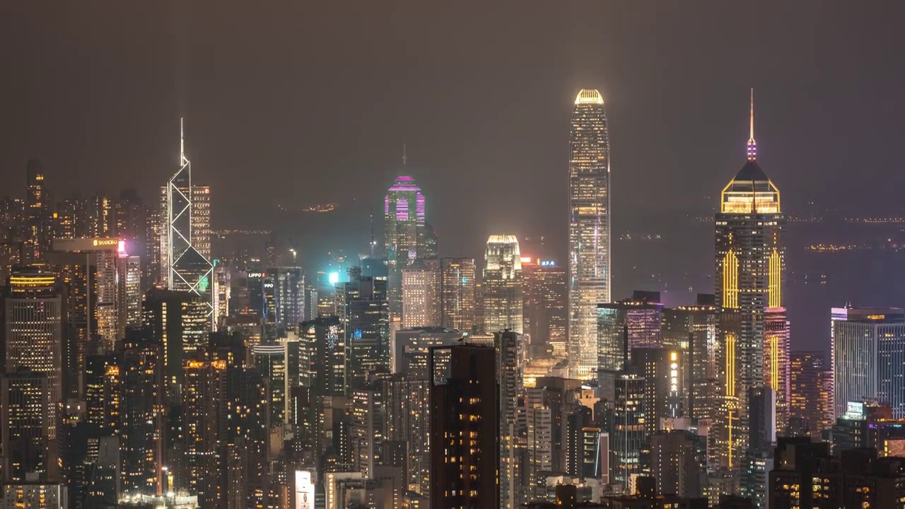 香港岛地标4塔夜景延时视频素材