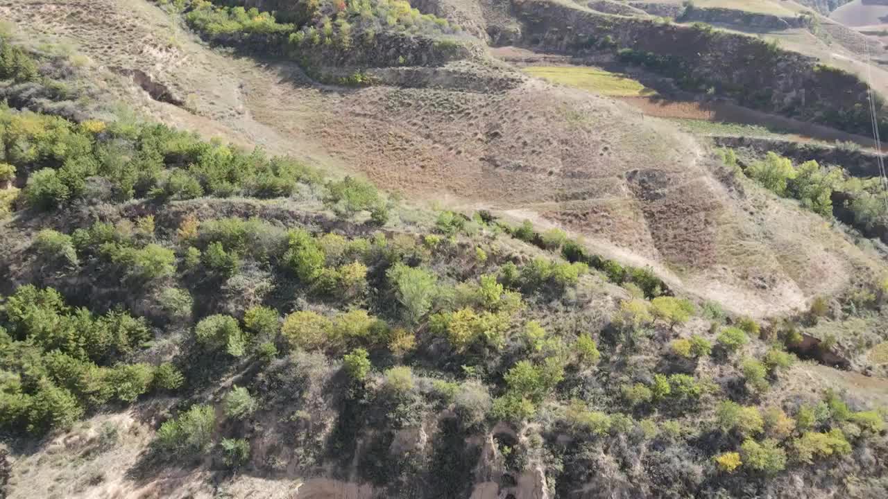 秋天山西黄土高原航拍视频素材