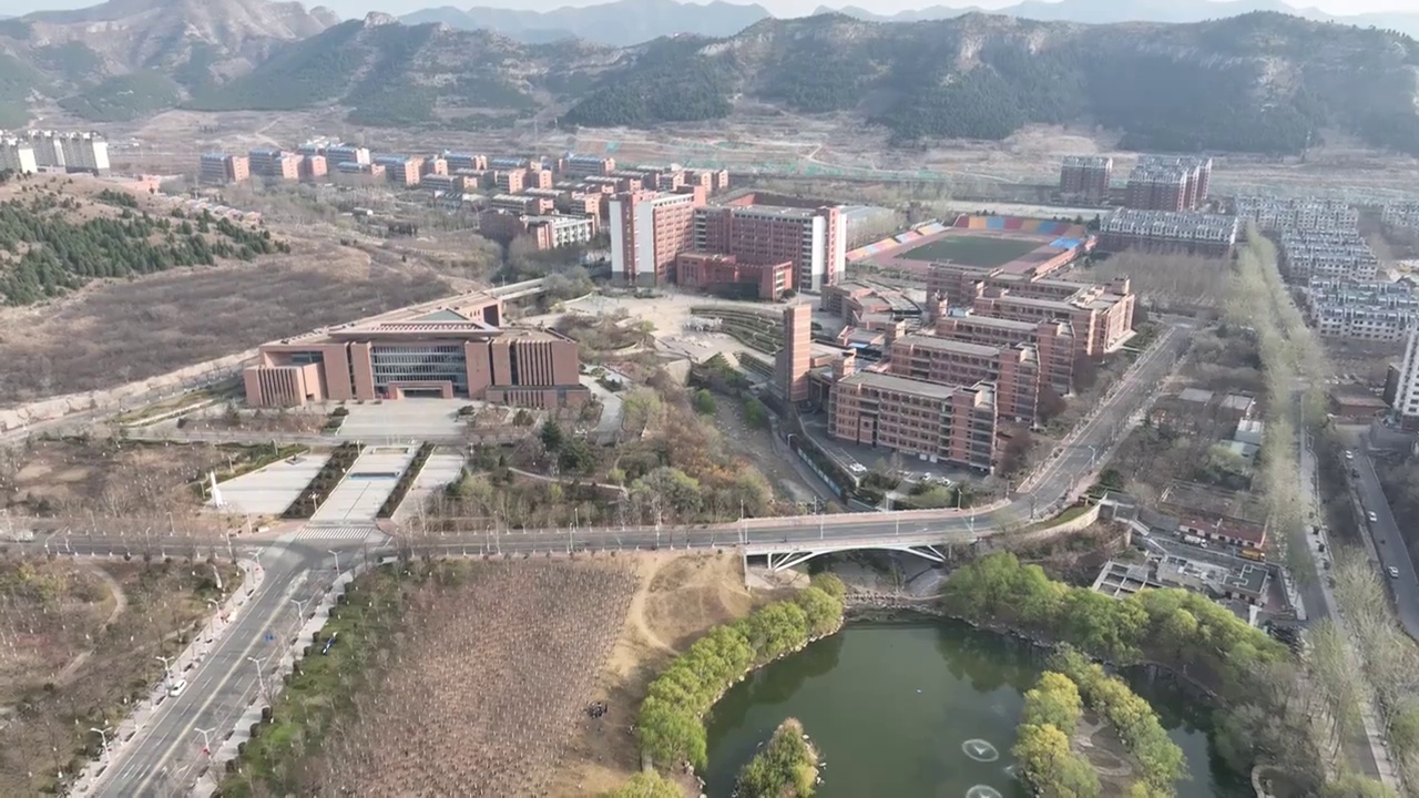 中国山东大学兴隆山校区航拍视频素材