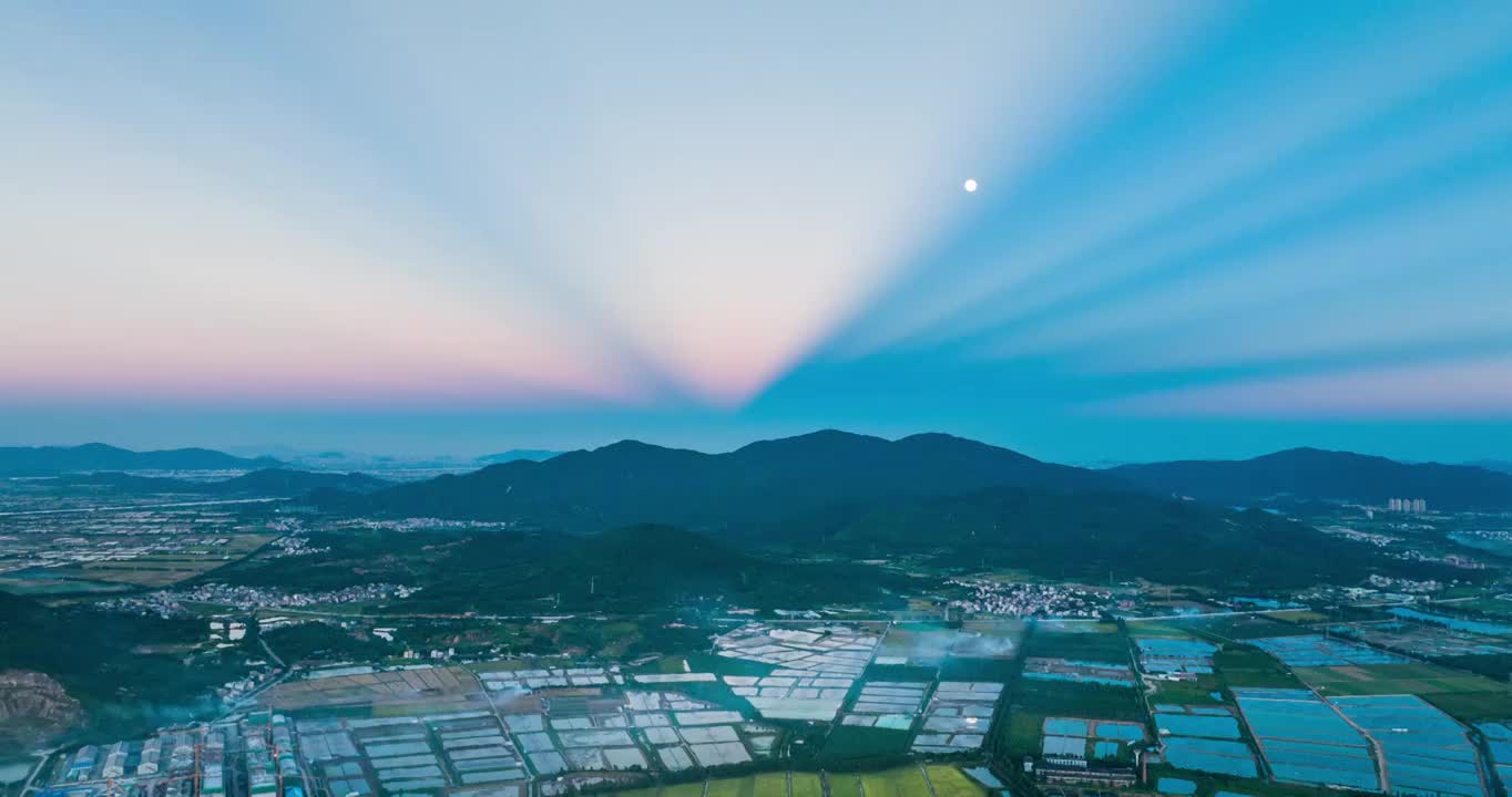 4k珠海斗门镇上洲村稻田日落夕阳航拍延时视频素材