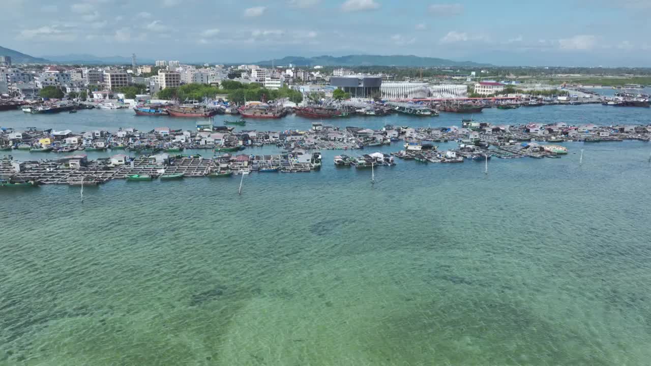 海南疍家鱼排航拍视频素材