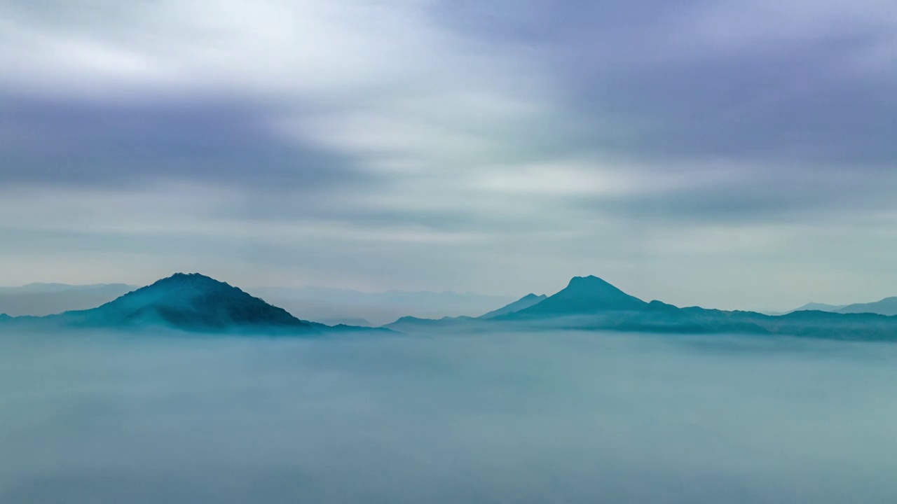 航拍福建宁德平流雾风光延迟视频素材