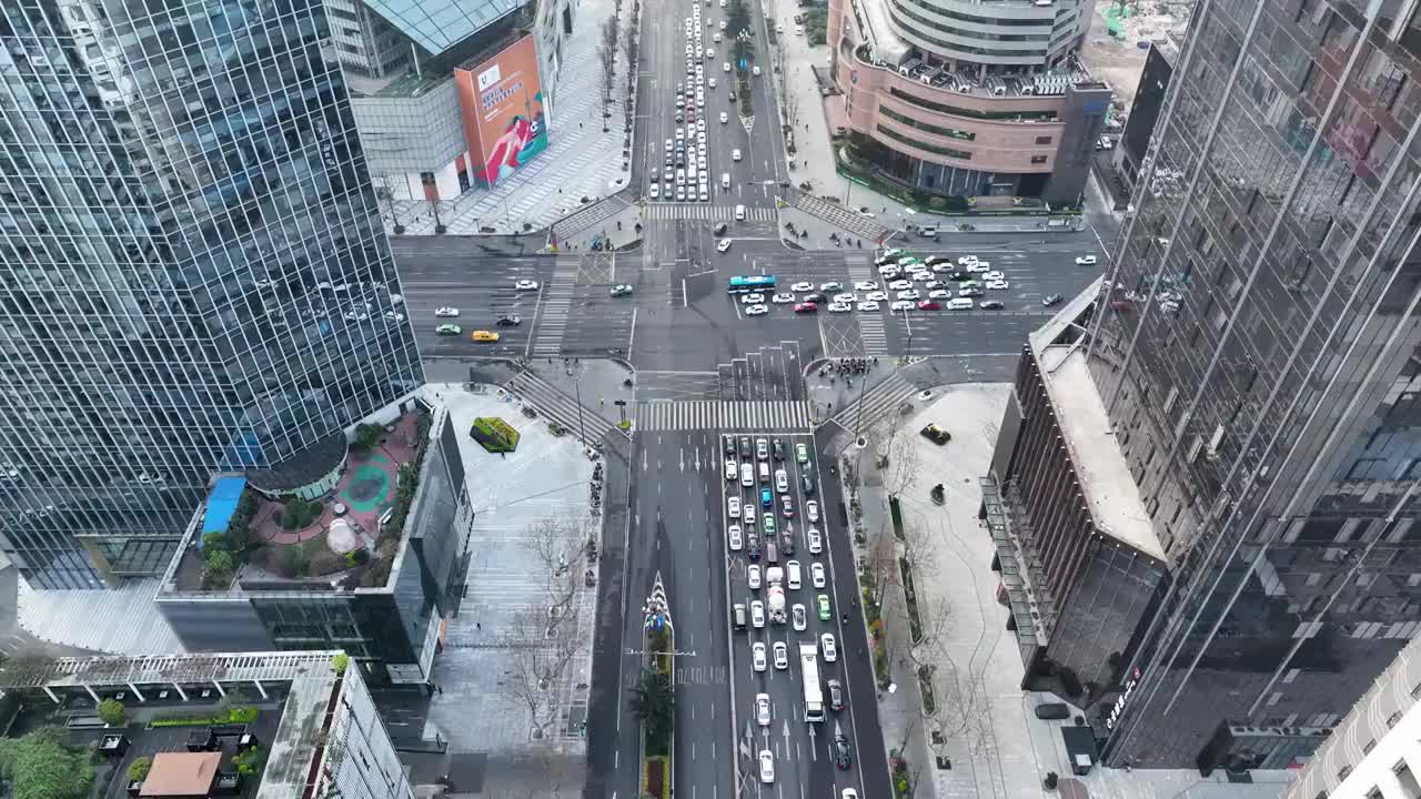 航拍四川成都城市公路与车流视频素材