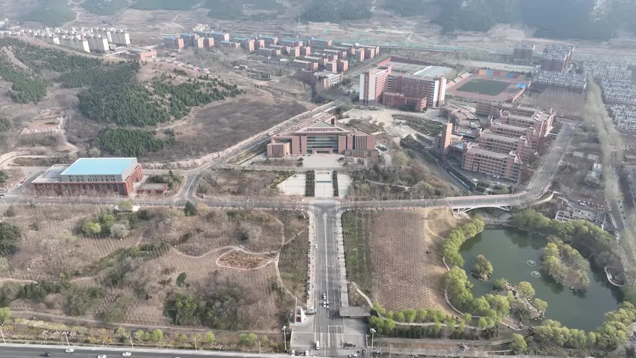 中国山东大学兴隆山校区航拍视频素材