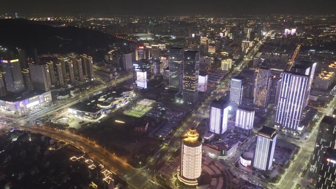 青岛市崂山区夜景航拍视频素材